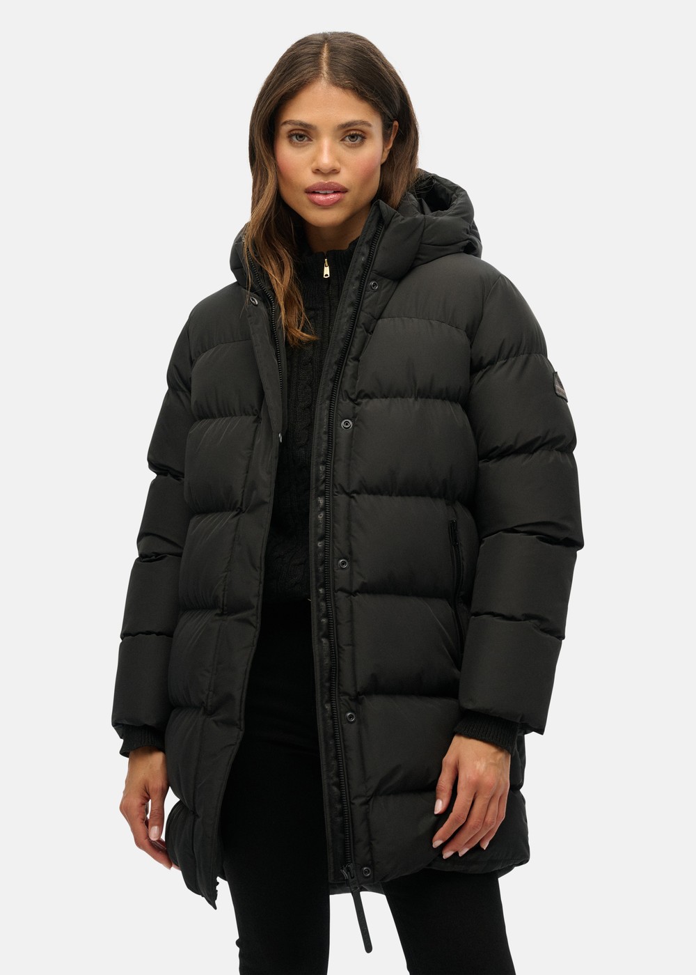 HOODED SPORTS PUFFER MID JKT, Black, L, Vårjackor | Dam - Kläder - Jackor - Vårjackor | Padelspecialisterna