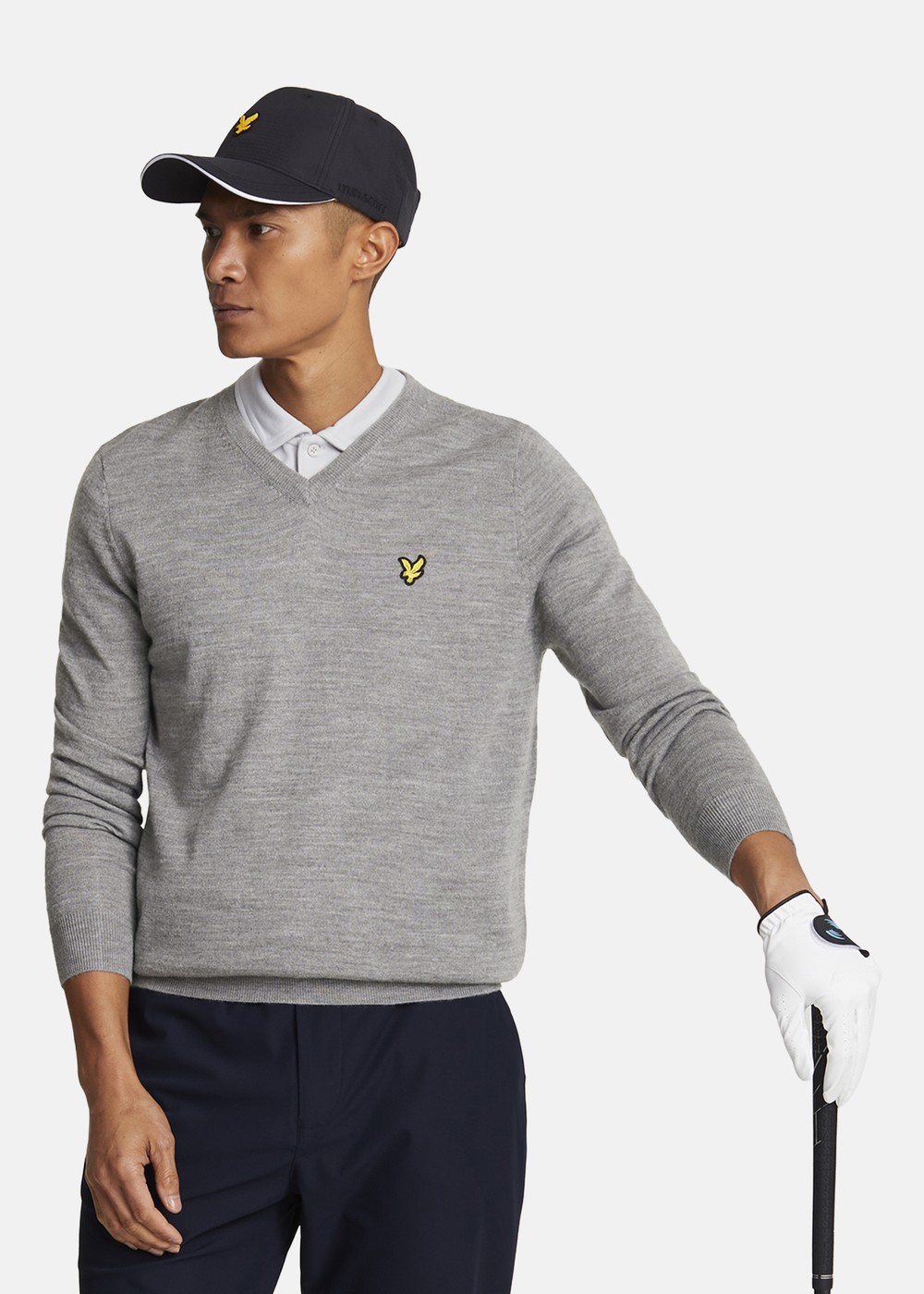 Golf V Neck Pullover, Mid Grey Marl, 2XL, Stickat | Herr - Kläder - Tröjor - Stickat | Padelspecialisterna