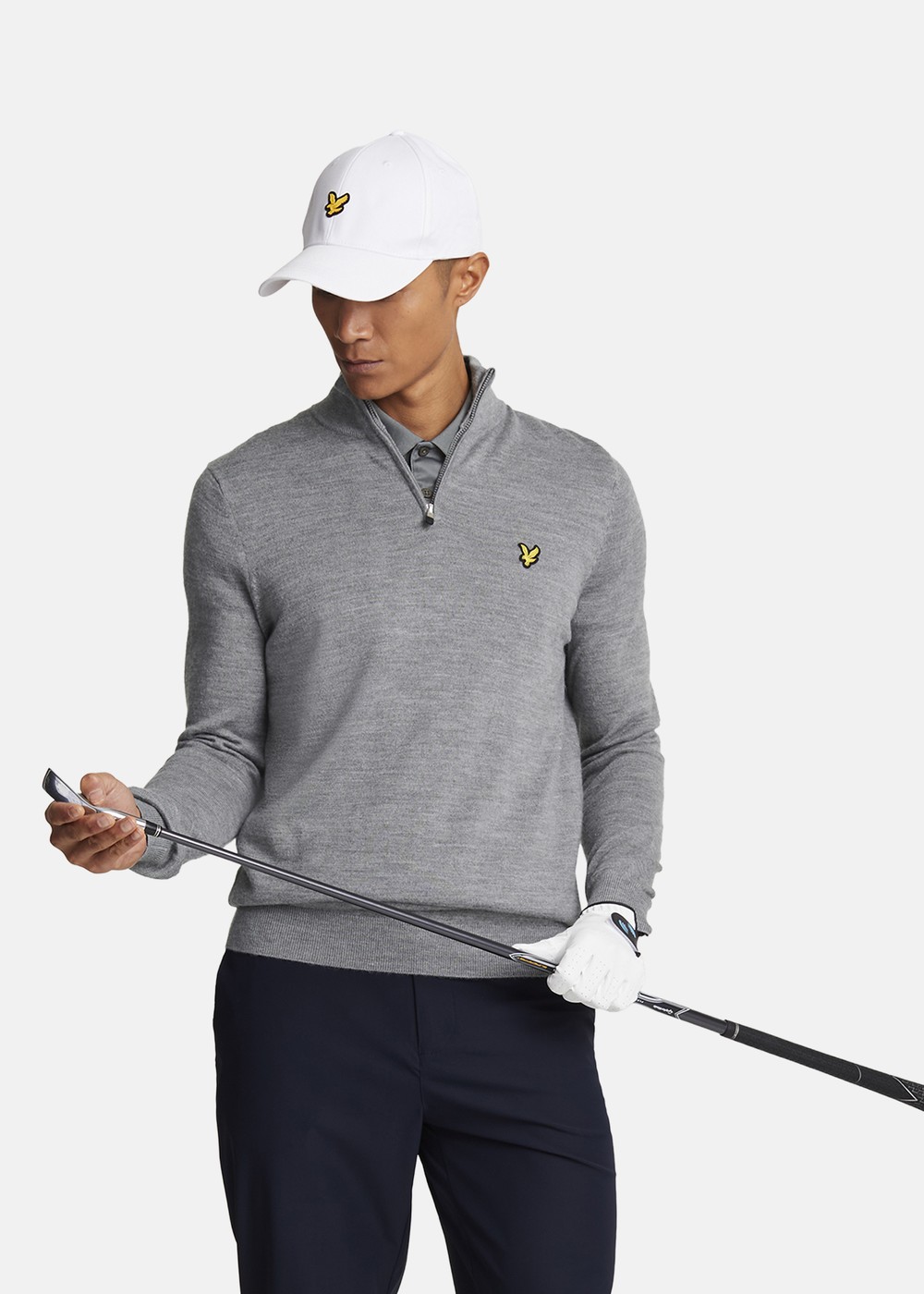 Golf Quarter Zip Merino Jumper, Mid Grey Marl, M, Stickat | Herr - Kläder - Tröjor - Stickat | Padelspecialisterna