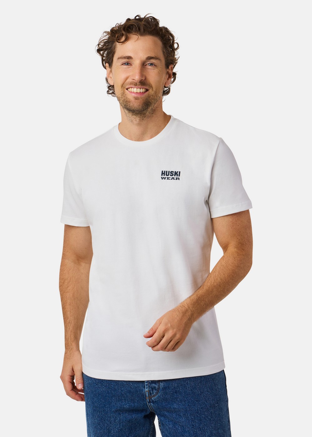 HUSKI TEE, White/Navy, M, T-shirts | Herr - Kläder - T-shirts | Padelspecialisterna