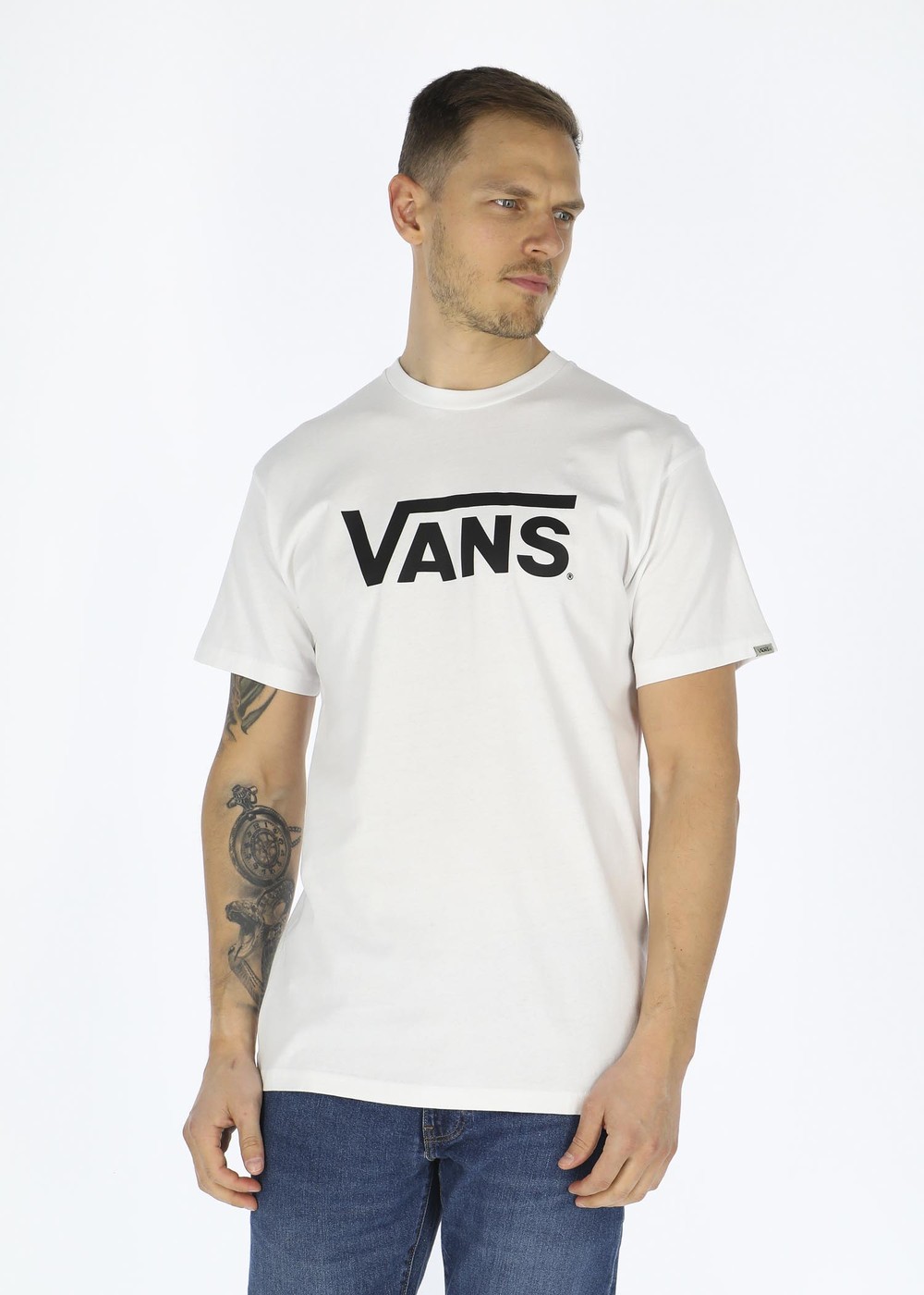 Mn Vans Classic, White/Black, L, T-Shirts | Herr - Kläder - T-shirts | Padelspecialisterna