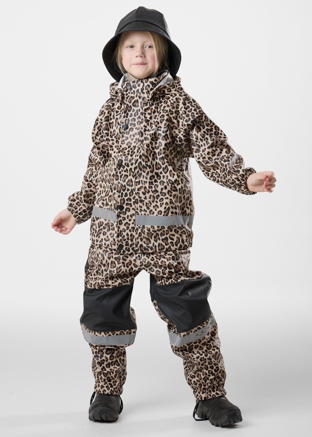 Drop Rain Set Jr, Black/Leopard, 110, Regnjackor | Junior - Kläder - Regnkläder - Regnjackor | Padelspecialisterna