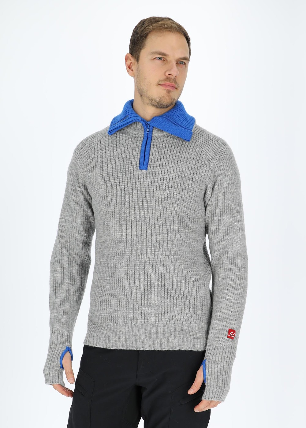 Rav Sweater With Zip, Grey Melange/Skydiver/Charcoal, S, Mode | Mode | Padelspecialisterna