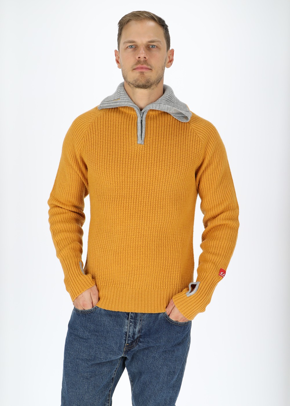 Rav Sweater With Zip, Spruce Yellow/Grey Melange, S, Mode | Mode | Padelspecialisterna