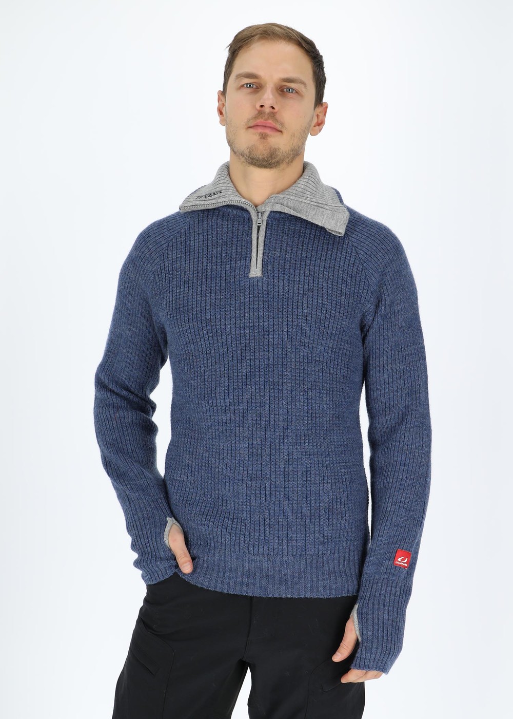 Rav Sweater With Zip, Navy Melange/Grey Melange/New, Xl, Mode | Mode | Padelspecialisterna
