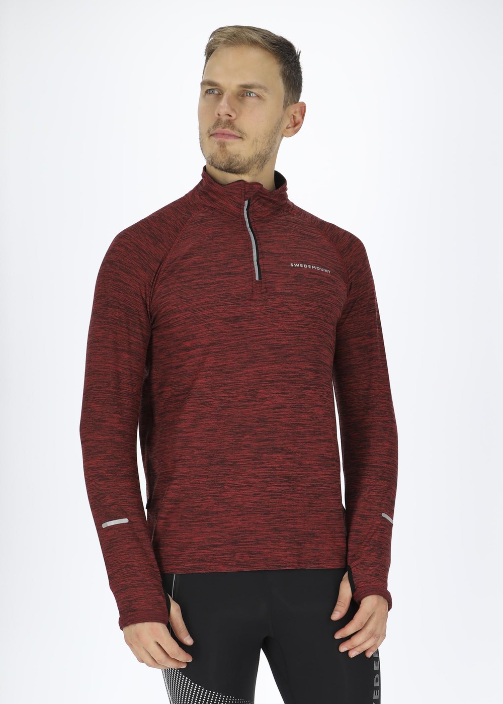 Multi Halfzip, Red Melange/Black, S, Sweatshirts | Herr - Kläder - Tröjor - Sweatshirts | Padelspecialisterna