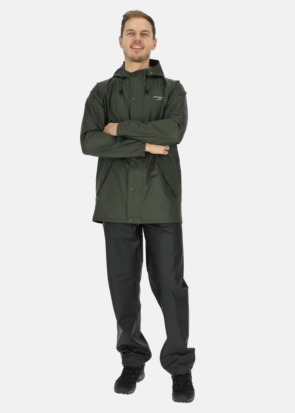 Tjärnö Rain Set, Olive/Black, M, Set Regnjackor + Byxor | Herr - Kläder - Regnkläder - Set regnjackor + byxor | Padelspecialisterna