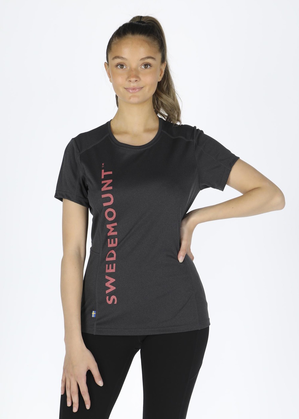 Training Logo Tee W, Charcoal Melange/New Pink, 46, Tränings-T-Shirts | Dam - Aktivitet - Träningskläder - Tränings-t-shirts | Padelspecialisterna