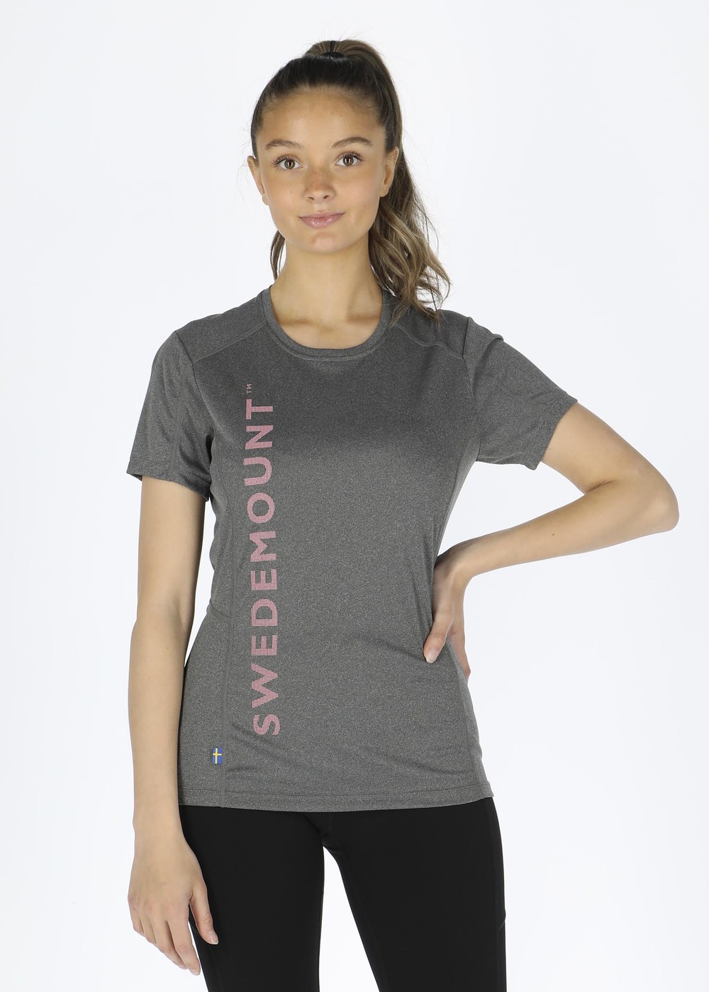 Training Logo Tee W, Dk. Grey Melange/Lt. Pink, 36, Tränings-T-Shirts | Dam - Aktivitet - Träningskläder - Tränings-t-shirts | Padelspecialisterna