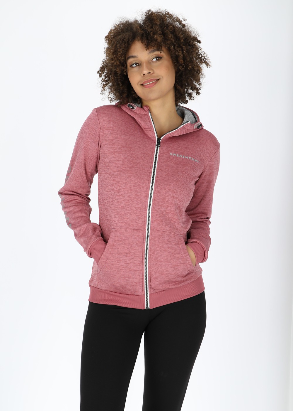 Training Logo Zip Hood W, Dusty Rose Melange/Lt. Grey Me, 34, Hoodies | Dam - Kläder - Tröjor - Hoodies | Padelspecialisterna