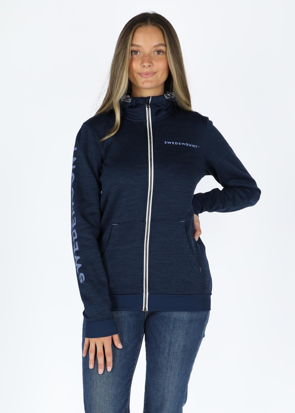 Training Logo Zip Hood W, Navy Melange/Lt Blue Melange, 38, Hoodies | Dam - Kläder - Tröjor - Hoodies | Padelspecialisterna
