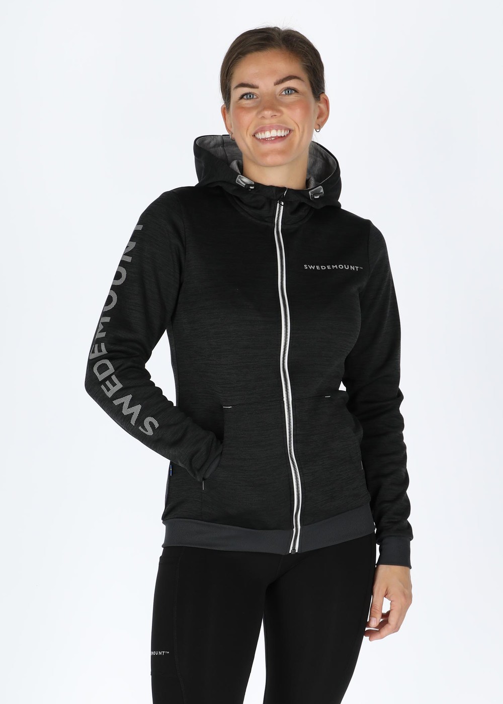 Training Logo Zip Hood W, Charcoal Melange/Lt. Grey Mela, 36, Hoodies | Dam - Kläder - Tröjor - Hoodies | Padelspecialisterna