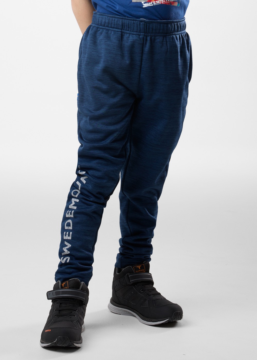 Training Logo Pants Jr, Navy Melange/Lt Grey Mel, 130, Sweatpants | Junior - Aktivitet - Träningskläder - Sweatpants | Padelspecialisterna