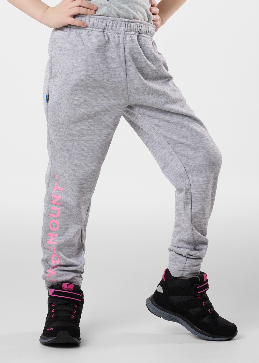 Training Logo Pants Jr, Lt. Grey Melange/Lt. Pink, 160, Sweatpants | Junior - Aktivitet - Träningskläder - Sweatpants | Padelspecialisterna