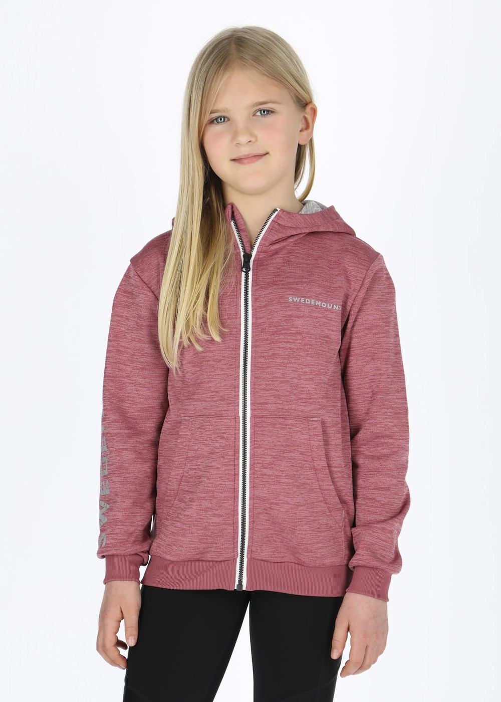 Training Logo Zip Hood Jr, Dusty Rose Melange/Lt. Grey Me, 170, Hoodies | Junior - Kläder - Tröjor - Hoodies | Padelspecialisterna