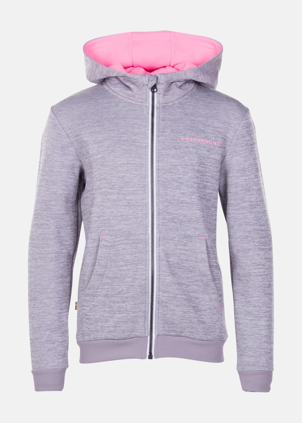 Training Logo Zip Hood Jr, Lt. Grey Melange/Lt. Pink, 160, Hoodies | Junior - Kläder - Tröjor - Hoodies | Padelspecialisterna