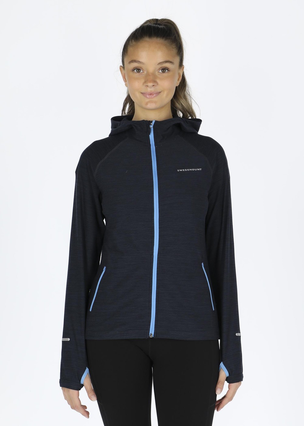 Multi Hood Fullzip W, Dk. Navy Melange/Lt. Blue, 40, Hoodies | Dam - Kläder - Tröjor - Hoodies | Padelspecialisterna