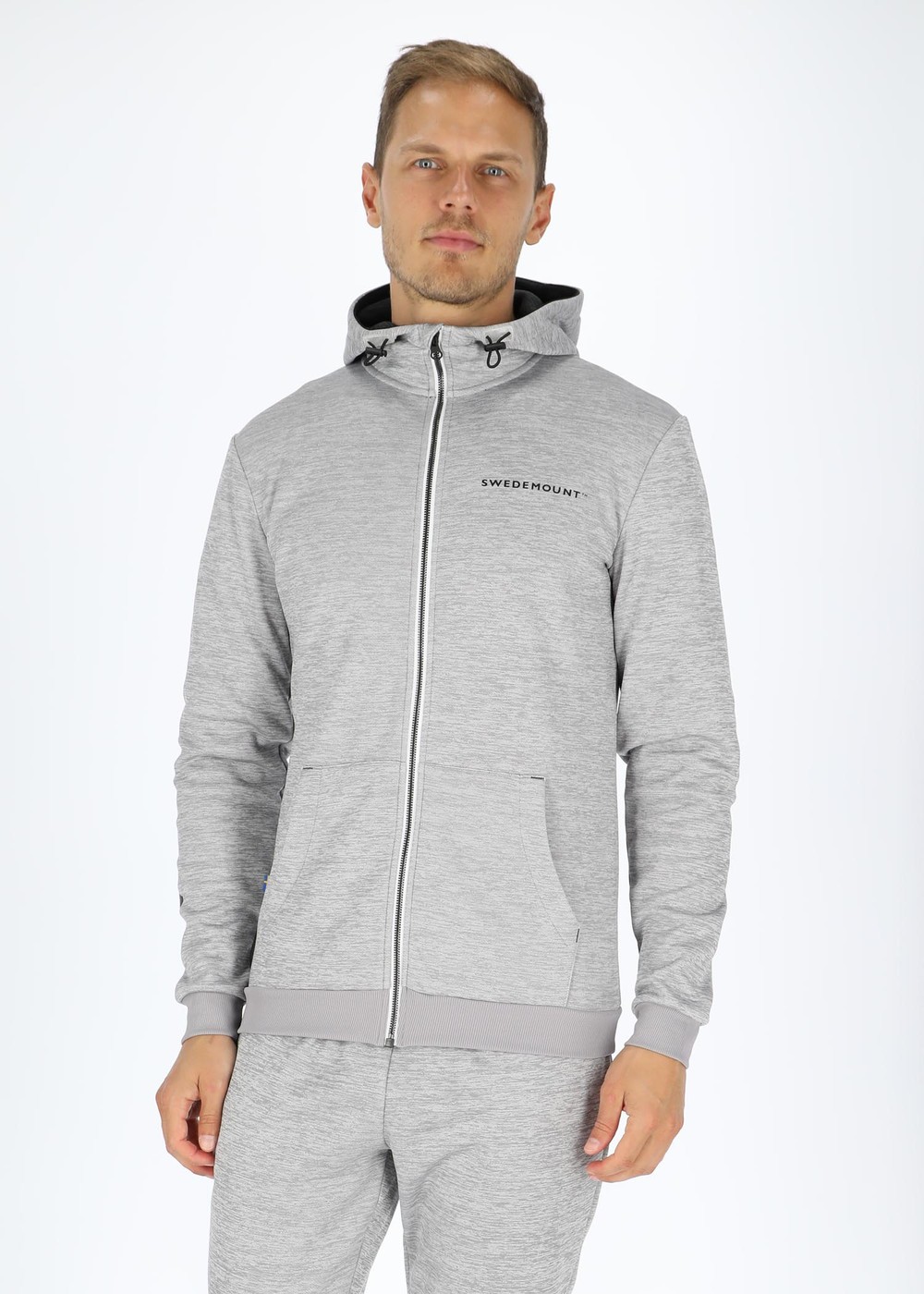 Training Logo Zip Hood, Lt Greymelange/Charcoal Mel, Xs, Hoodies | Herr - Kläder - Tröjor - Hoodies | Padelspecialisterna