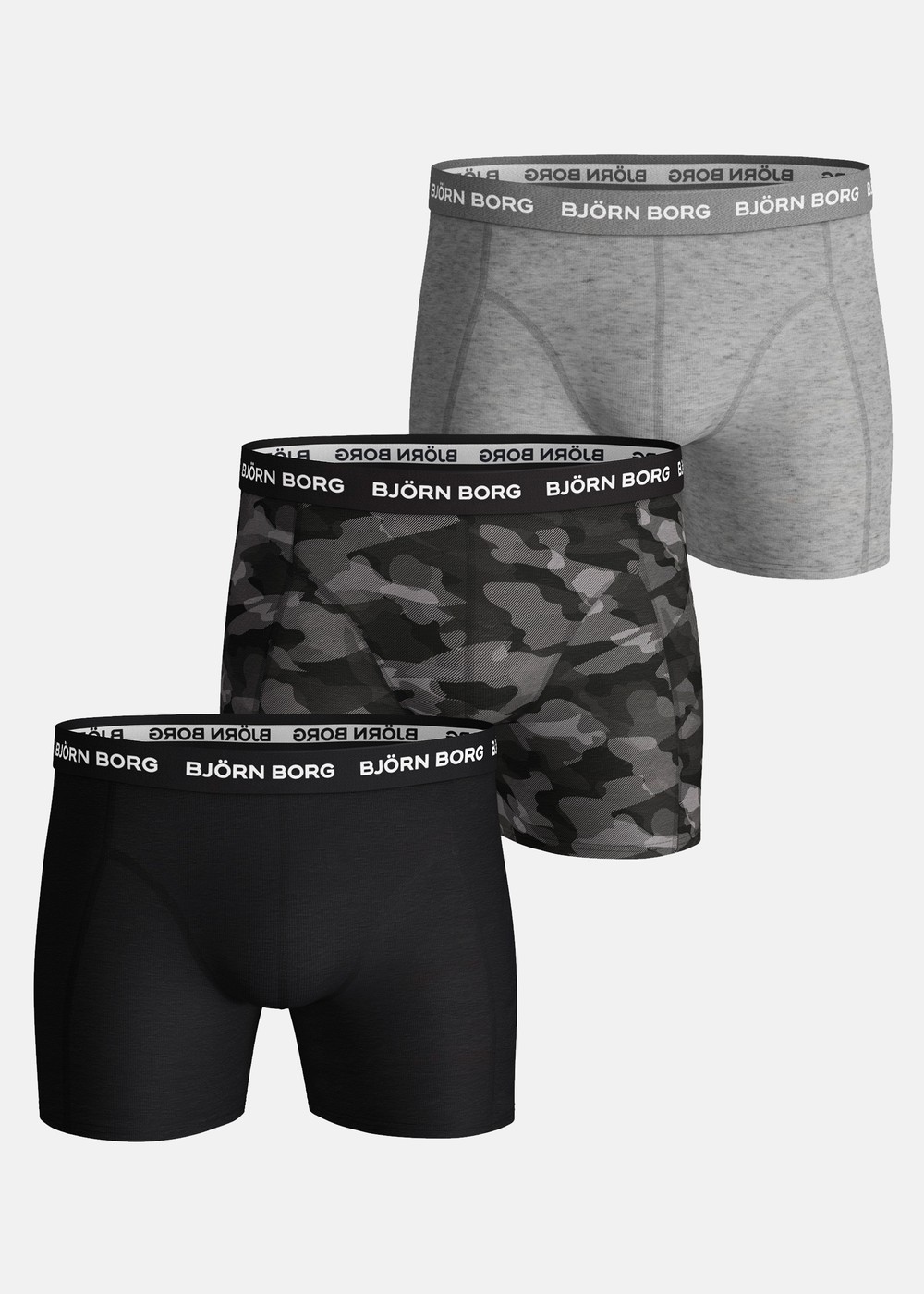 Alternativ bild 0 för Björn Borg Kalsonger 3P Essential Shadeline Shorts Grå/Svart bomull XX-Large Herr