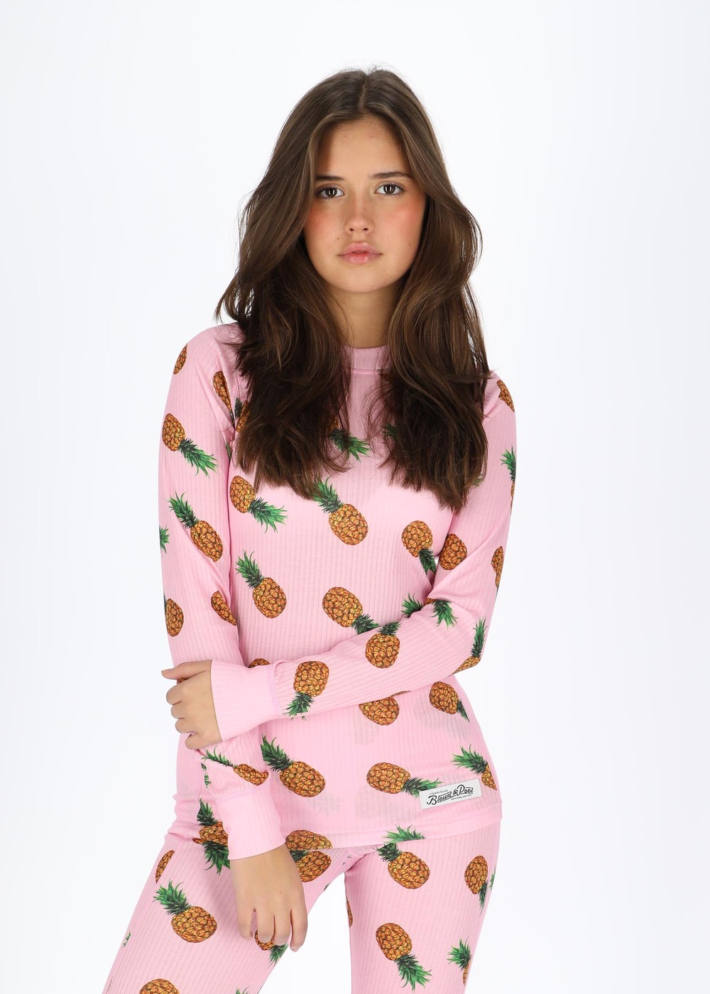 Crewneck L/S Baselayer W, Pink Pineapple Print, 40, Underställströjor | Dam - Kläder - Underställ - Underställströjor | Padelspecialisterna