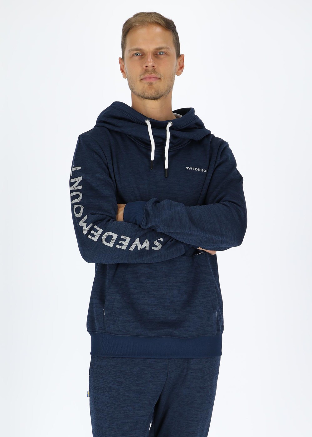 Training Logo Hood, Navy Melange/Lt Grey Mel, Xl, Hoodies | Herr - Kläder - Tröjor - Hoodies | Padelspecialisterna