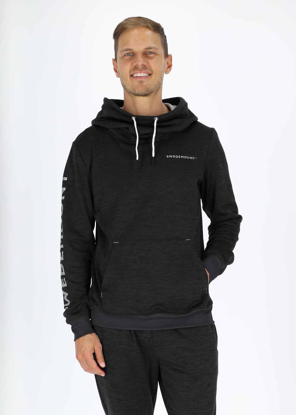 Training Logo Hood, Charcoal Melange/Lt Grey Mel, S, Hoodies | Herr - Kläder - Tröjor - Hoodies | Padelspecialisterna