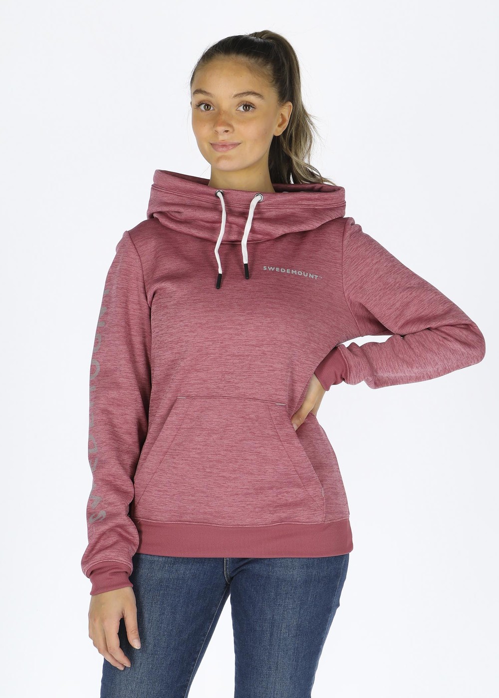 Training Logo Hood W, Dusty Rose Melange/Lt. Grey Me, 34, Hoodies | Dam - Kläder - Tröjor - Hoodies | Padelspecialisterna