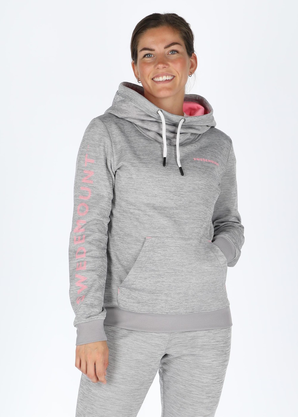 Training Logo Hood W, Lt Greymelange/Lt Pink, 40, Hoodies | Dam - Kläder - Tröjor - Hoodies | Padelspecialisterna