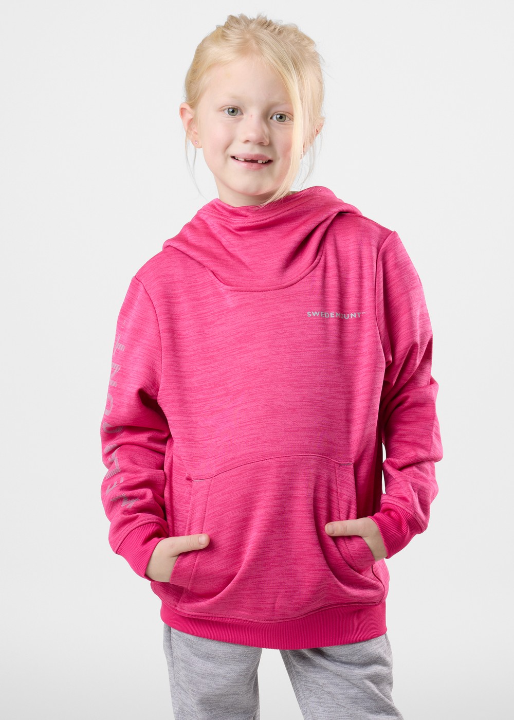 Training Logo Hood Jr, Lt. Pink Melange/ Lt. Grey Mel, 130, Hoodies | Junior - Kläder - Tröjor - Hoodies | Padelspecialisterna
