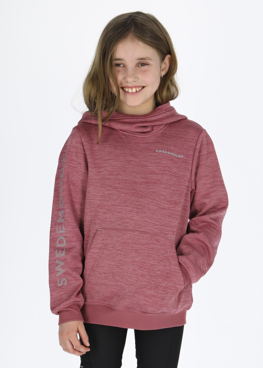 Training Logo Hood Jr, Dusty Rose Melange/Lt. Grey Me, 160, Hoodies | Junior - Kläder - Tröjor - Hoodies | Padelspecialisterna