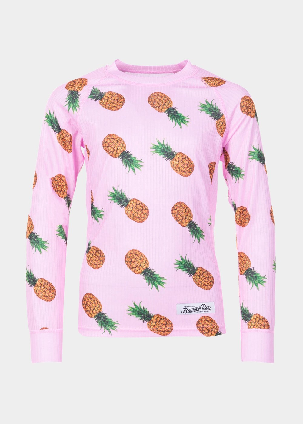 Crewneck L/S Baselayer Jr, Pink Pineapple Print, 100, Underställströjor | Junior - Kläder - Underställ - Underställströjor | Padelspecialisterna
