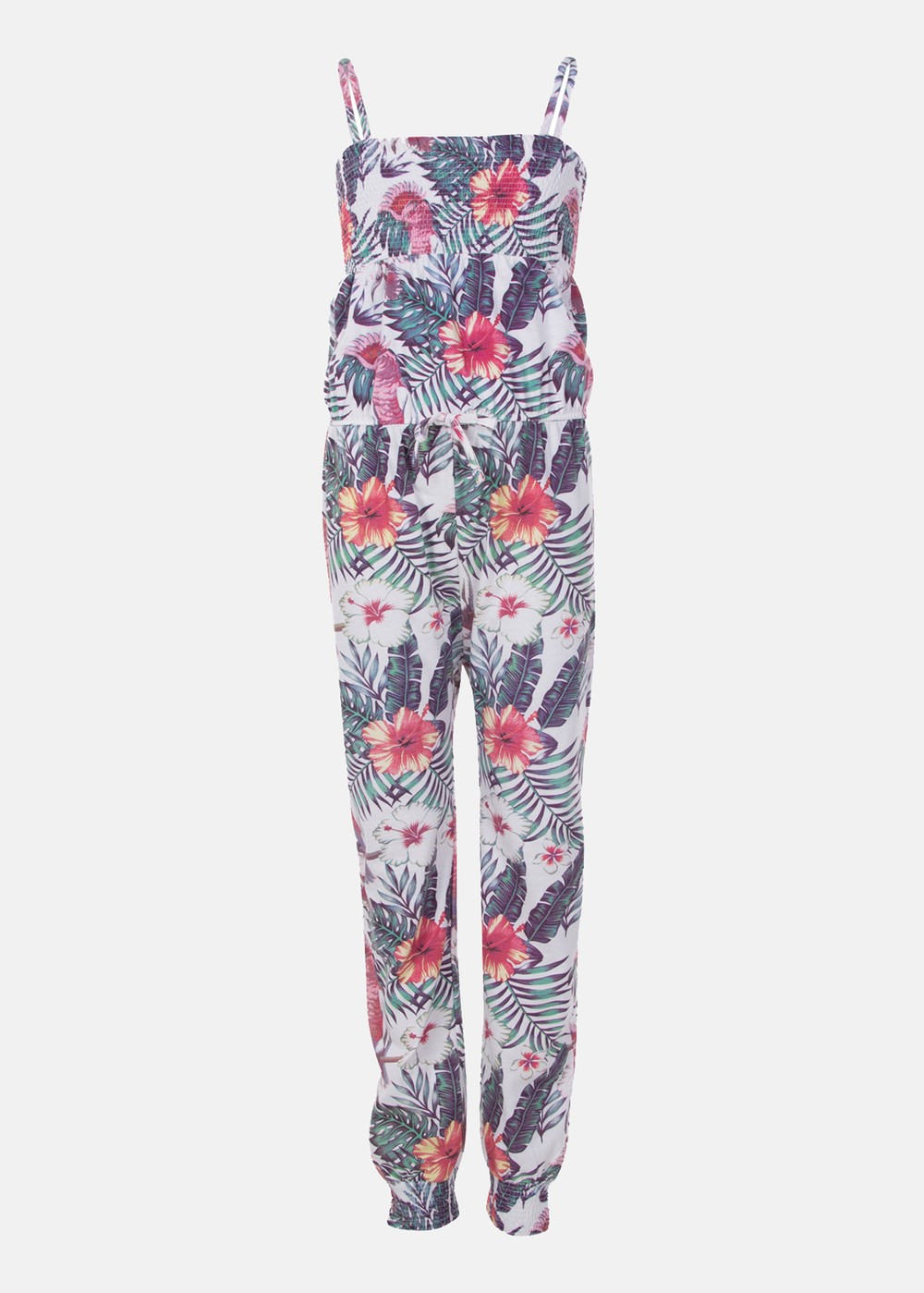 Pink Kakadua Jumpsuit Jr, White, 100, Strandkläder | Junior - Kläder - Badkläder - Strandkläder | Padelspecialisterna