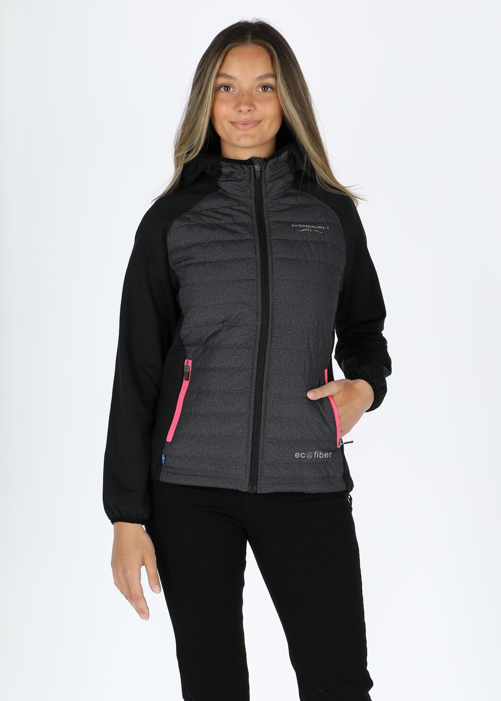 Hooded Hybrid Jacket W, Charcoal Melange/Dusty Rose, 36, Jackor | Sport & aktivitet - Friluftsliv - Vandringskläder - Jackor | Padelspecialisterna