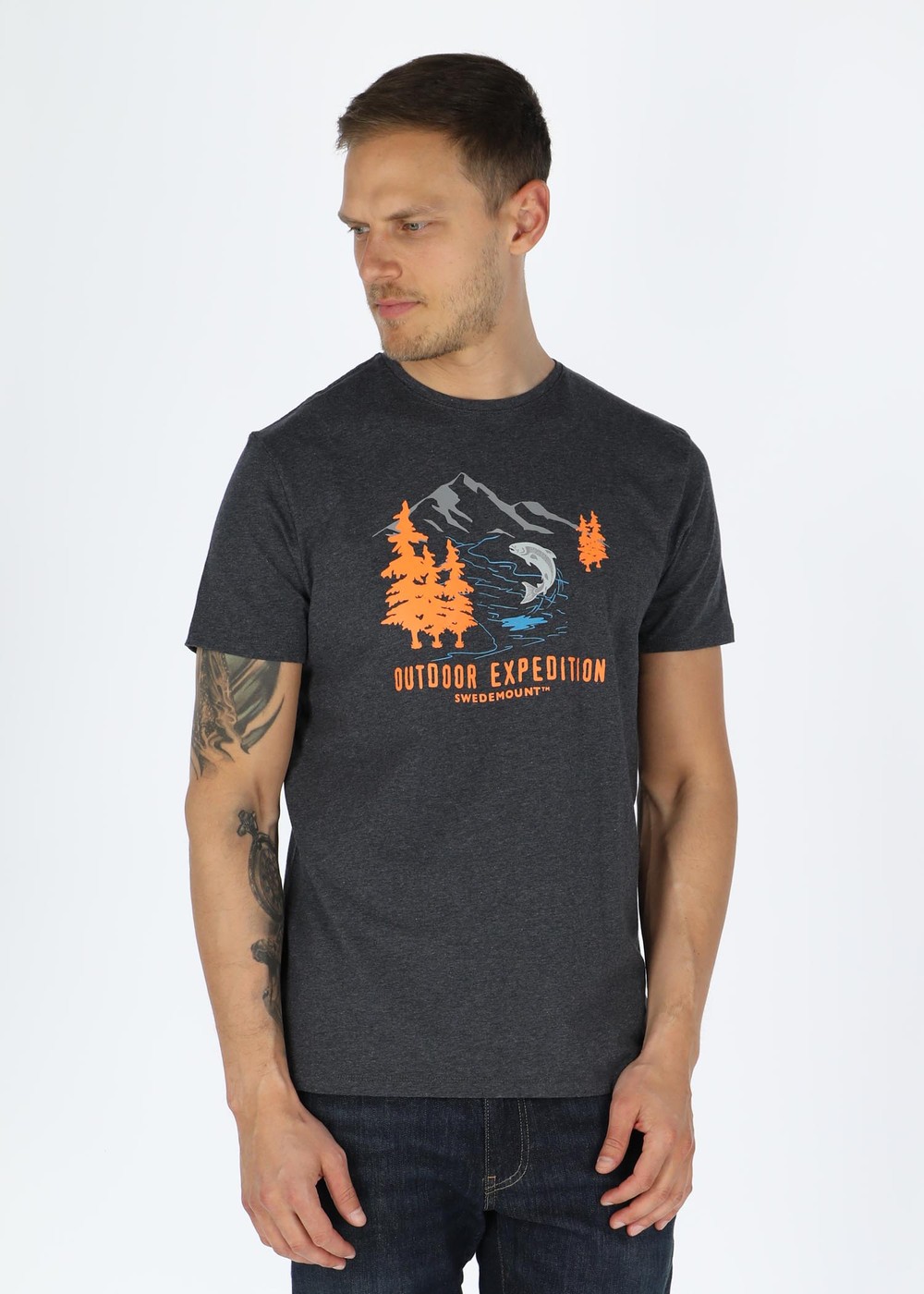 Forest Tee, Greymelange Salmon, 2xl, T-Shirts | Herr - Aktivitet - Outdoorkläder - T-shirts | Padelspecialisterna