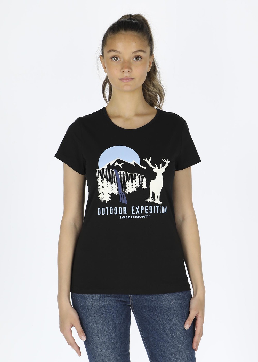 Forest Tee W, Black Deer Waterfall, 46, T-Shirts | Dam - Aktivitet - Outdoorkläder - T-shirts | Padelspecialisterna