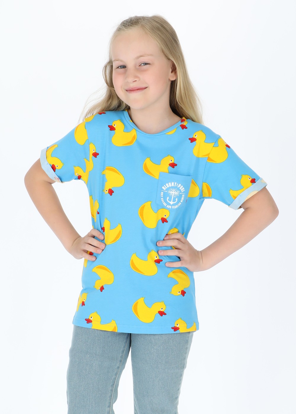 Tropical Pocket Tee Jr, Blue Yellow Duck, 150, Strandkläder | Junior - Kläder - Badkläder - Strandkläder | Padelspecialisterna
