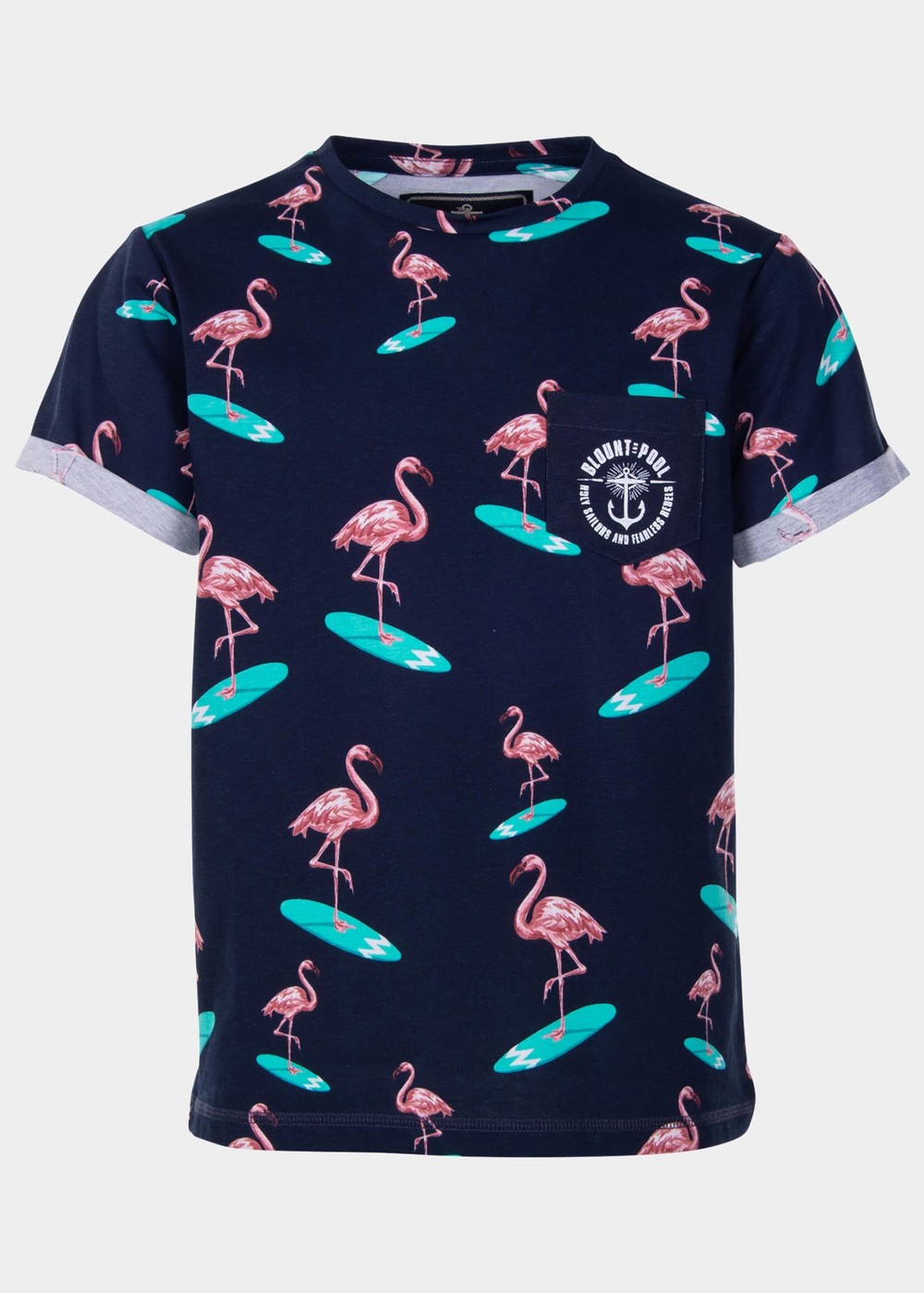 Tropical Pocket Tee Jr, Navy Surfing Flamingo, 90, Strandkläder | Junior - Kläder - Badkläder - Strandkläder | Padelspecialisterna