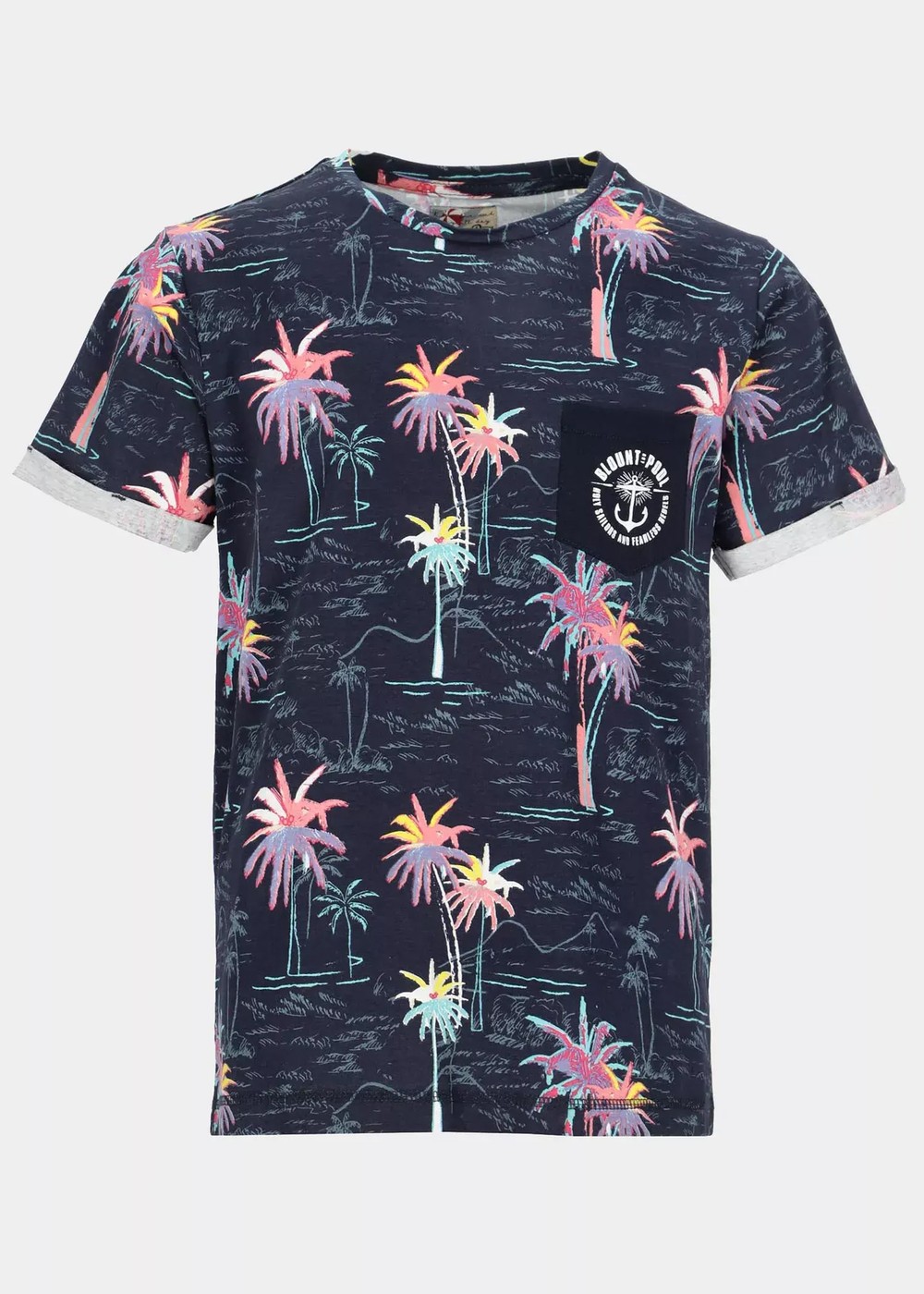 Tropical Pocket Tee Jr, Navy Sea Palm, 90, Strandkläder | Junior - Kläder - Badkläder - Strandkläder | Padelspecialisterna