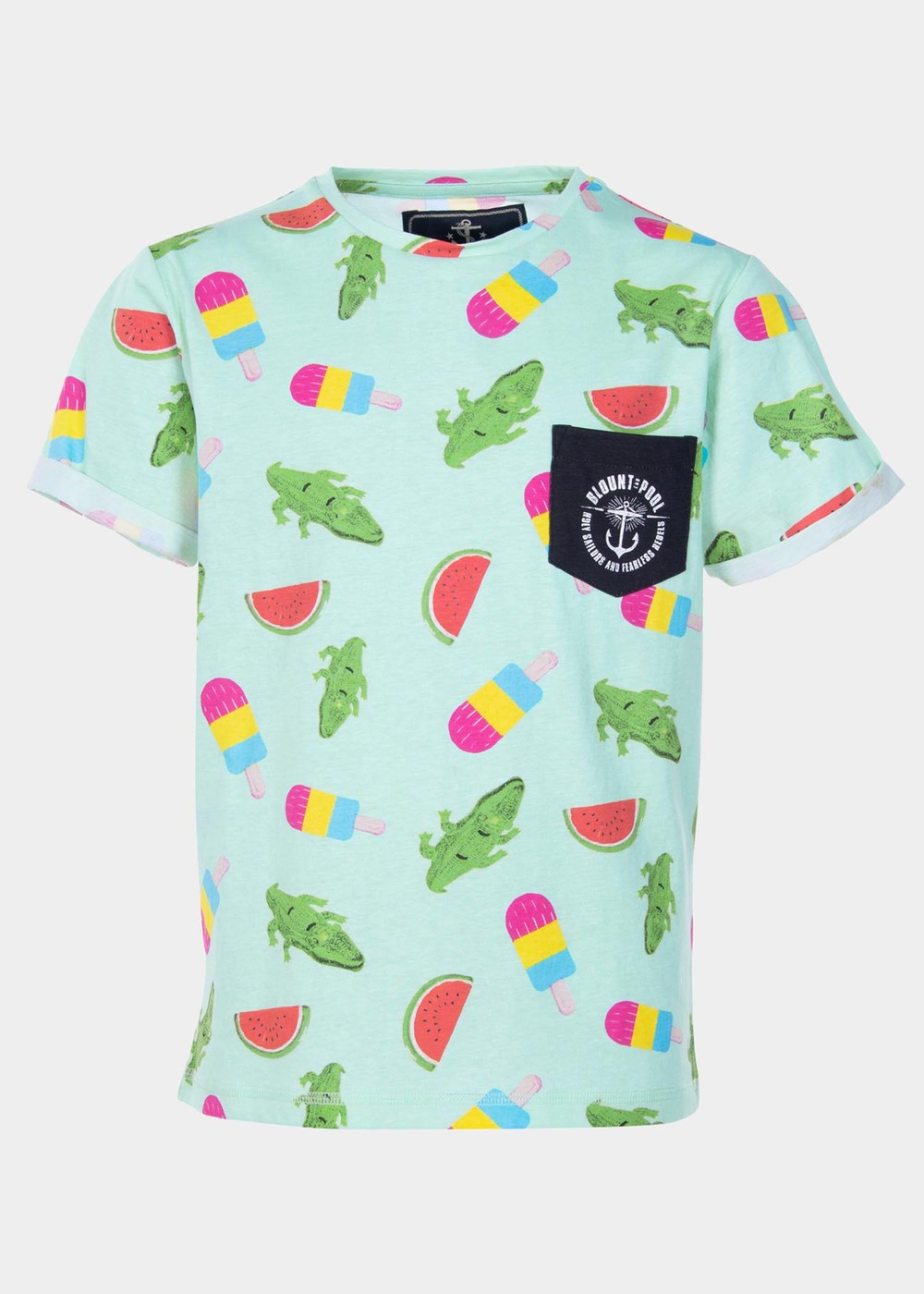 Tropical Pocket Tee Jr, Mint Crocodile, 160, Strandkläder | Junior - Kläder - Badkläder - Strandkläder | Padelspecialisterna