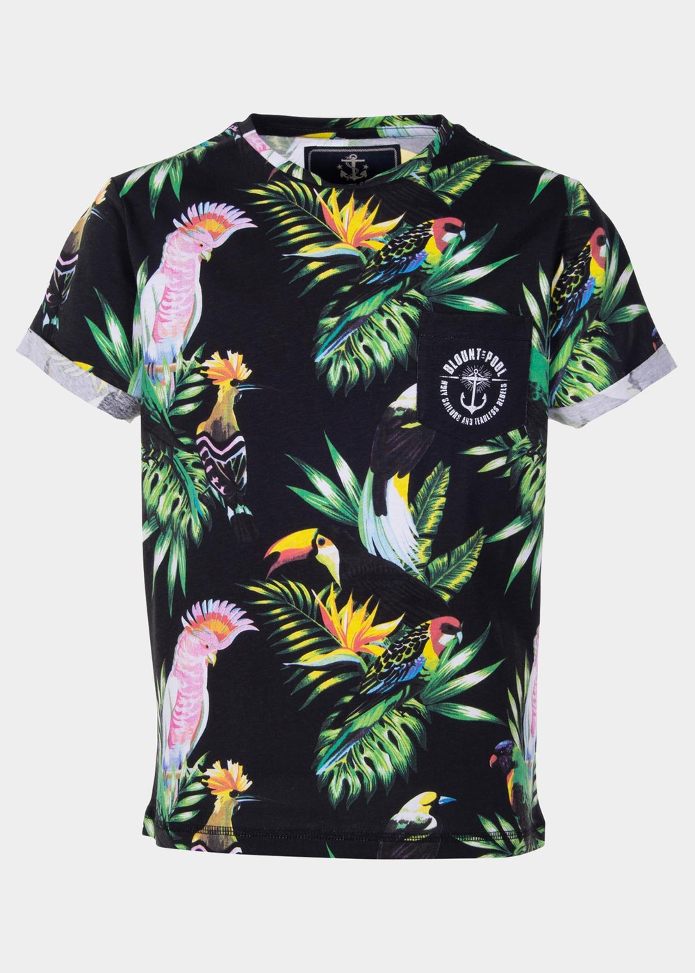 Tropical Pocket Tee Jr, Black Kakadua, 130, Strandkläder | Junior - Kläder - Badkläder - Strandkläder | Padelspecialisterna