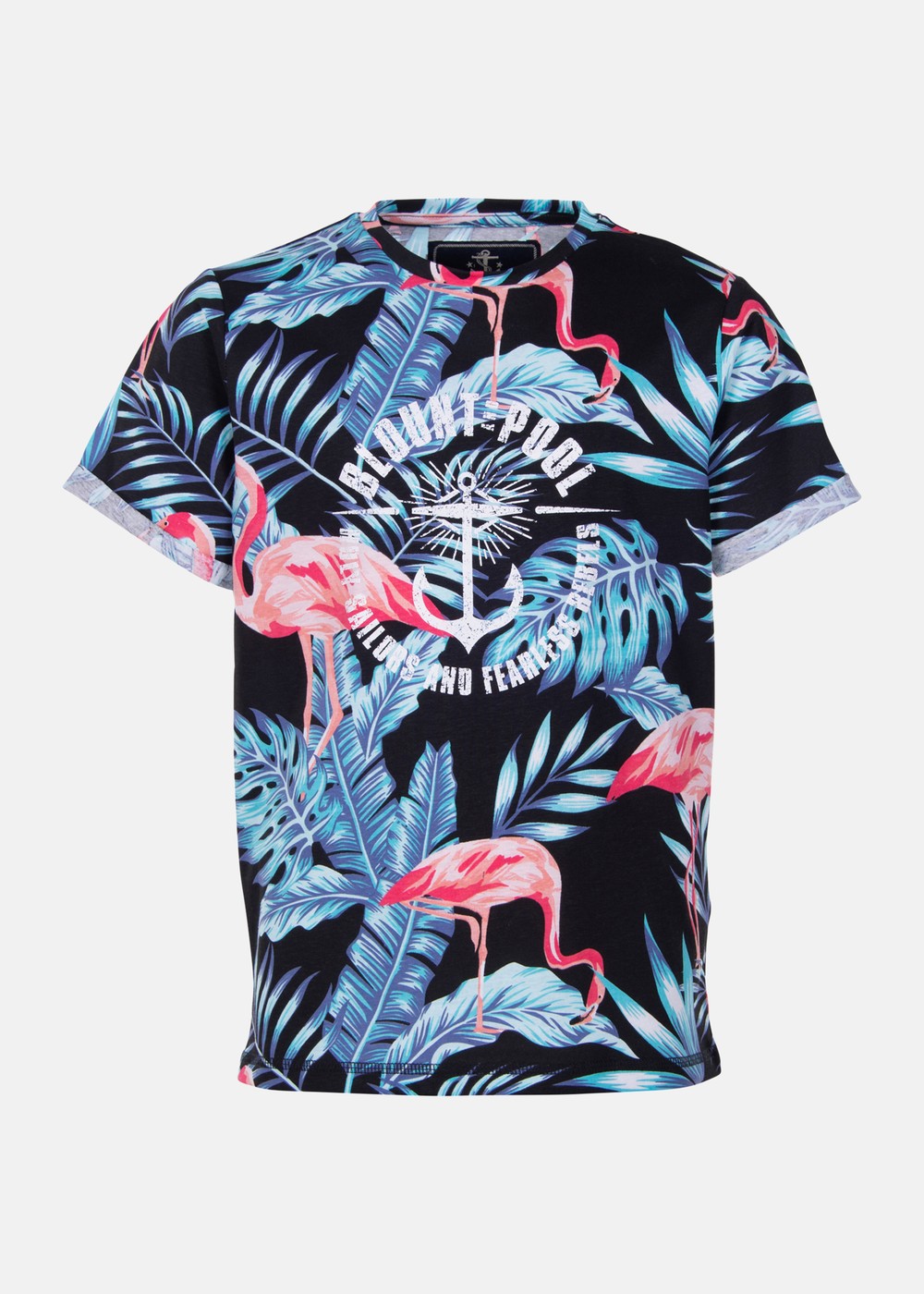 Tropical Tee Jr, Black Flamingo Leaf, 100, Strandkläder | Junior - Kläder - Badkläder - Strandkläder | Padelspecialisterna