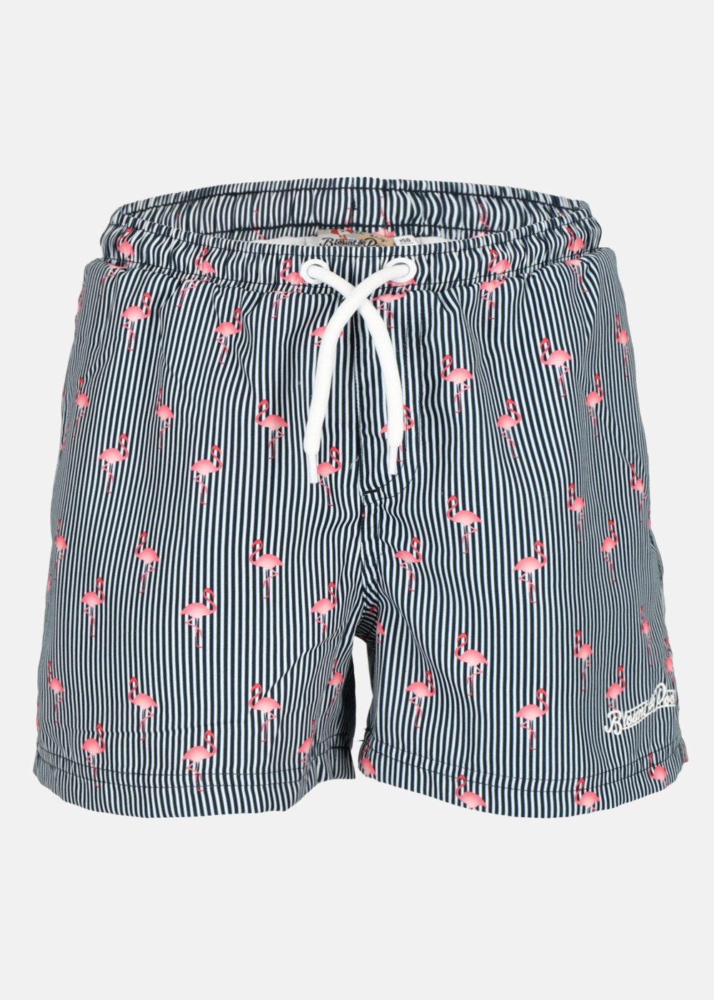 Beachshorts Jr, Navy Stripe Flamingo, 130, Badbyxor | Junior - Kläder - Badkläder - Badbyxor | Padelspecialisterna