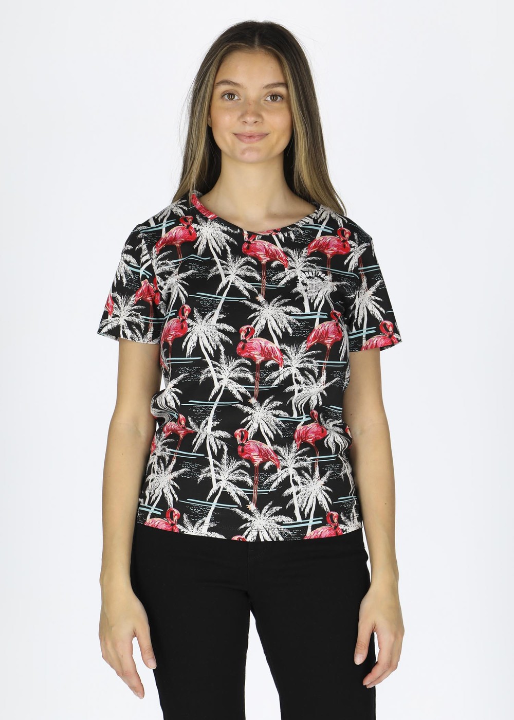 Jungle Tee W, Sunset Flamingo, 40, Strandkläder | Dam - Kläder - Badkläder - Strandkläder | Padelspecialisterna