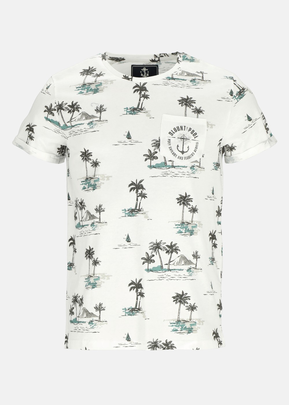 Tropical Pocket Tee, White Volcano Aop, M, Strandkläder | Herr - Kläder - Badkläder - Strandkläder | Padelspecialisterna