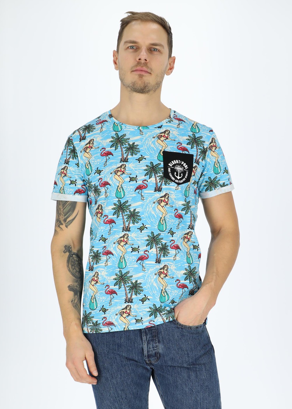 Tropical Pocket Tee, Surfer Blue, Xs, Strandkläder | Herr - Kläder - Badkläder - Strandkläder | Padelspecialisterna