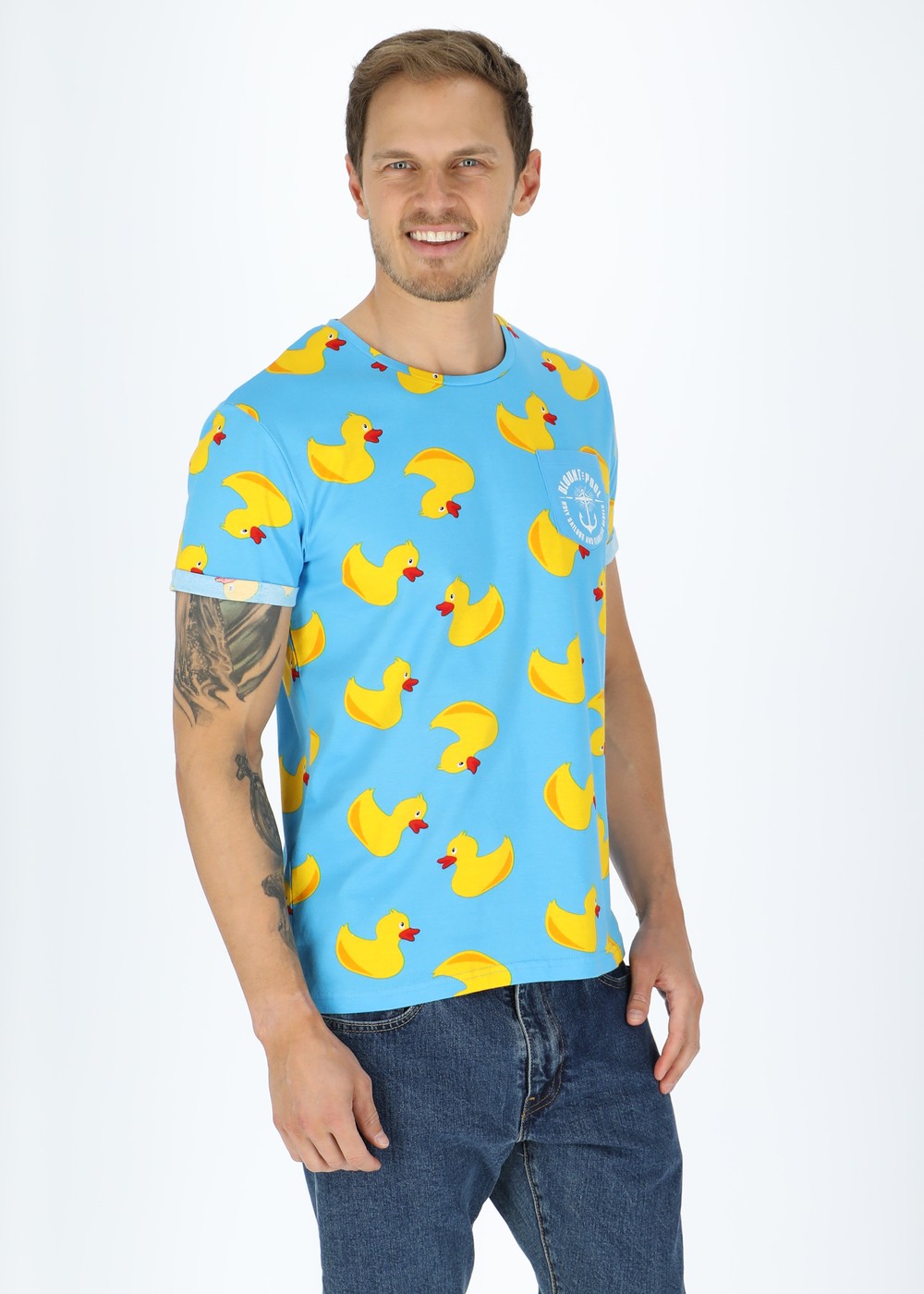 Tropical Pocket Tee, Blue Yellow Duck, M, Strandkläder | Herr - Kläder - Badkläder - Strandkläder | Padelspecialisterna