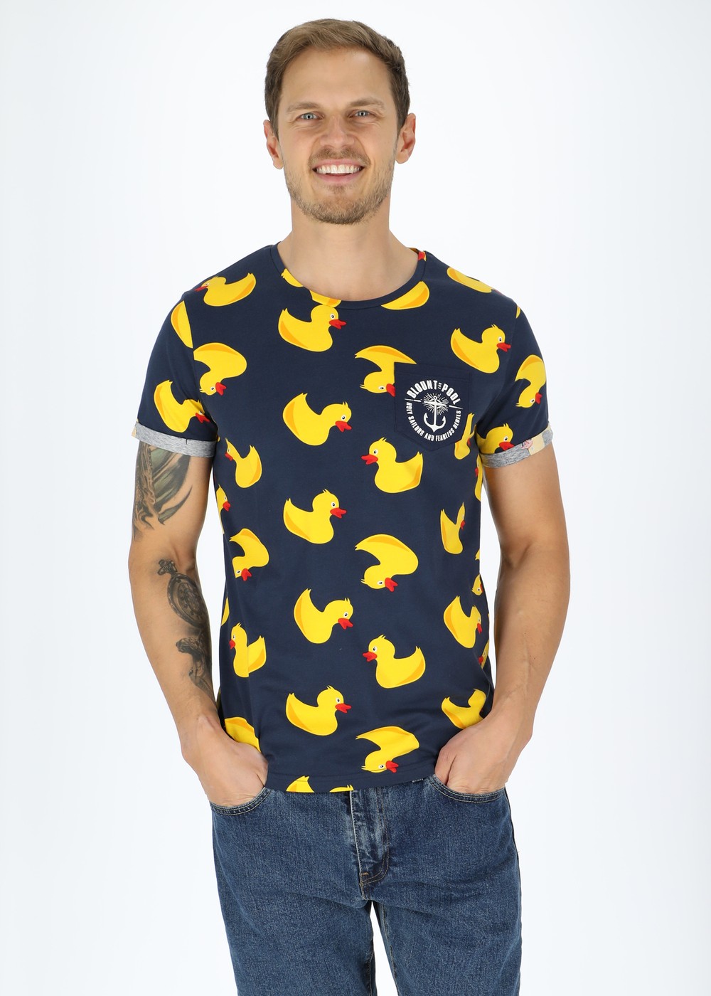 Tropical Pocket Tee, Navy Yellow Duck, 3xl, Strandkläder | Herr - Kläder - Badkläder - Strandkläder | Padelspecialisterna
