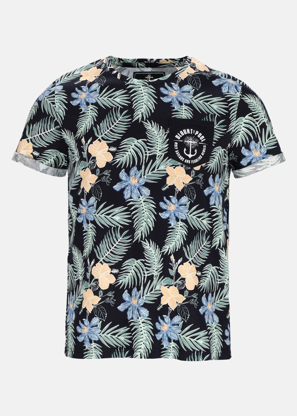 Tropical Pocket Tee, Navy Hibiscus Aop, Xl, Strandkläder | Herr - Kläder - Badkläder - Strandkläder | Padelspecialisterna