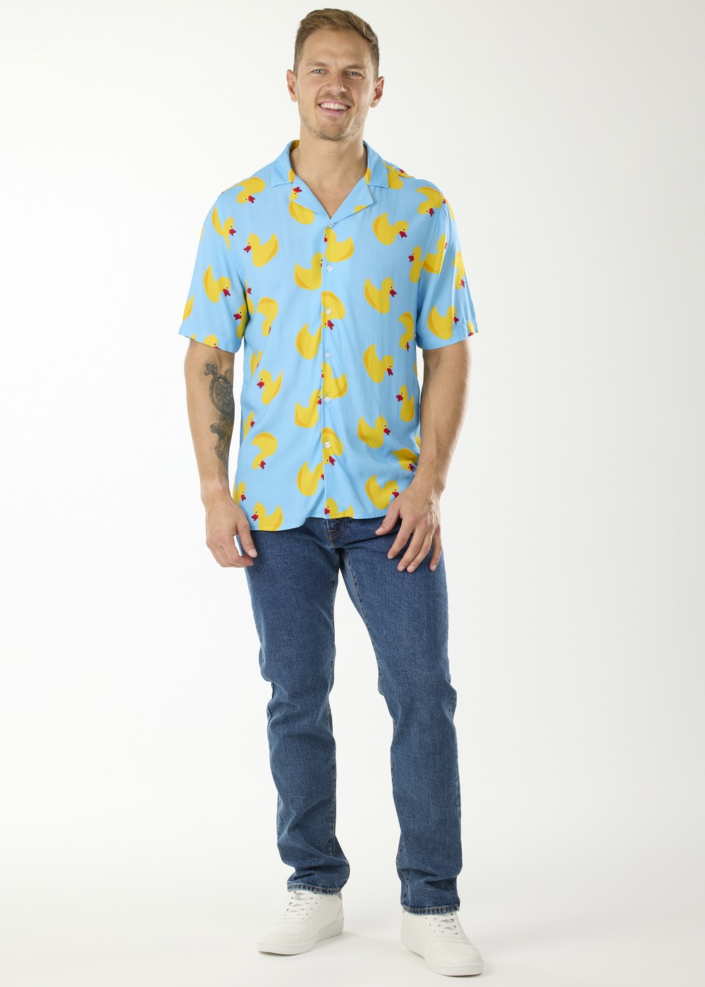 Funny Cute Banana Duck Short Sleeves Hawaiian Shirt