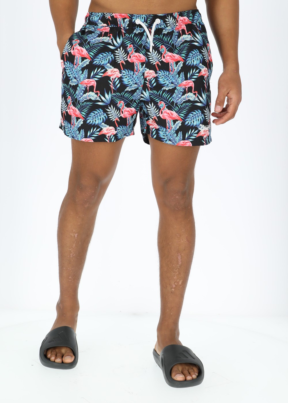 Beachshorts, Black Flamingo Leaf, 2xl, Badbyxor | Herr - Kläder - Badkläder - Badbyxor | Padelspecialisterna